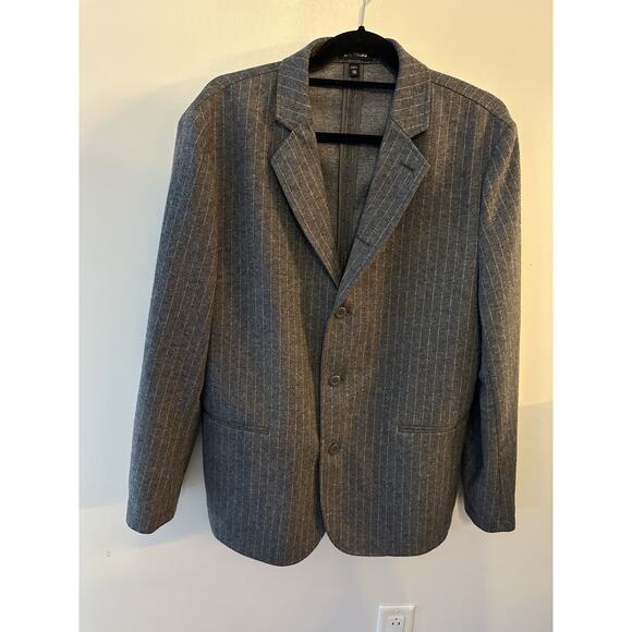 Express Mens Slim Wool Blazer Sports Coat Jacket Business Gray Pin Stripe Sz.42R - Picture 1 of 10